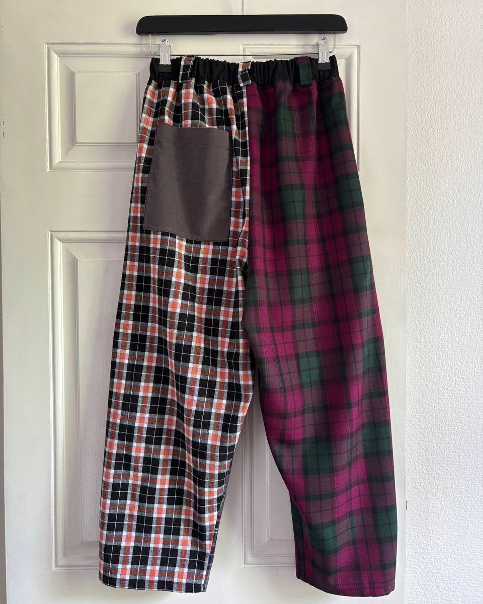 Johnny Trousers - Mix Tartans, Black Cotton - size S