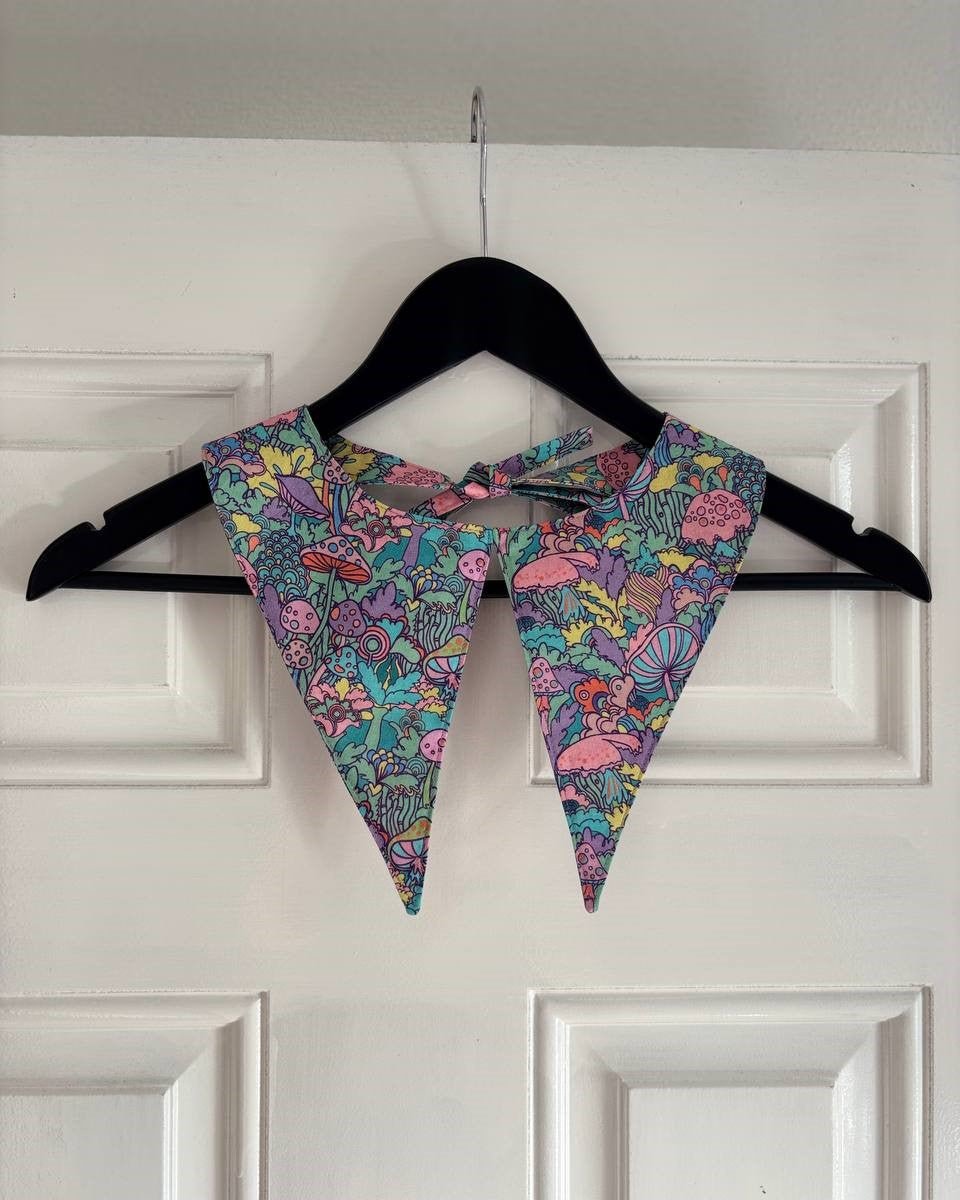 Alternative Handmade Detachable Collar - Dagger Style - Multicolour Mushrooms by Lunaticpin