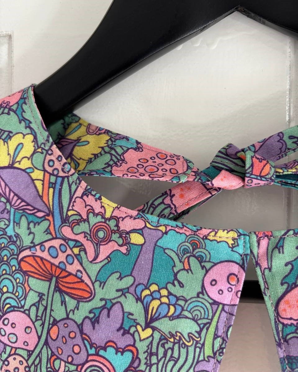 Alternative Handmade Detachable Collar - Dagger Style - Multicolour Mushrooms by Lunaticpin