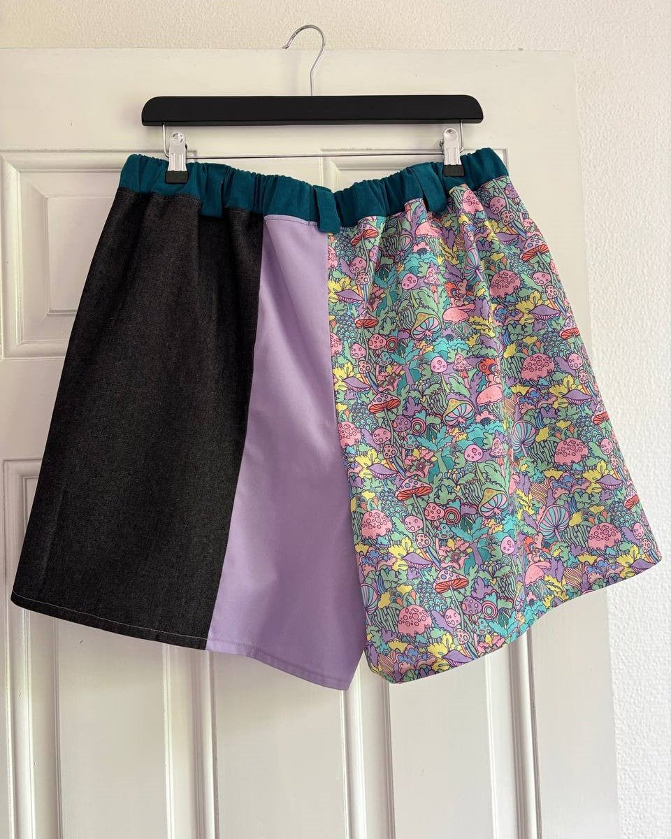 Alternative Handmade Effie Shorts - Mushrooms, Lilac, Denim, Teal - size L by Lunaticpin