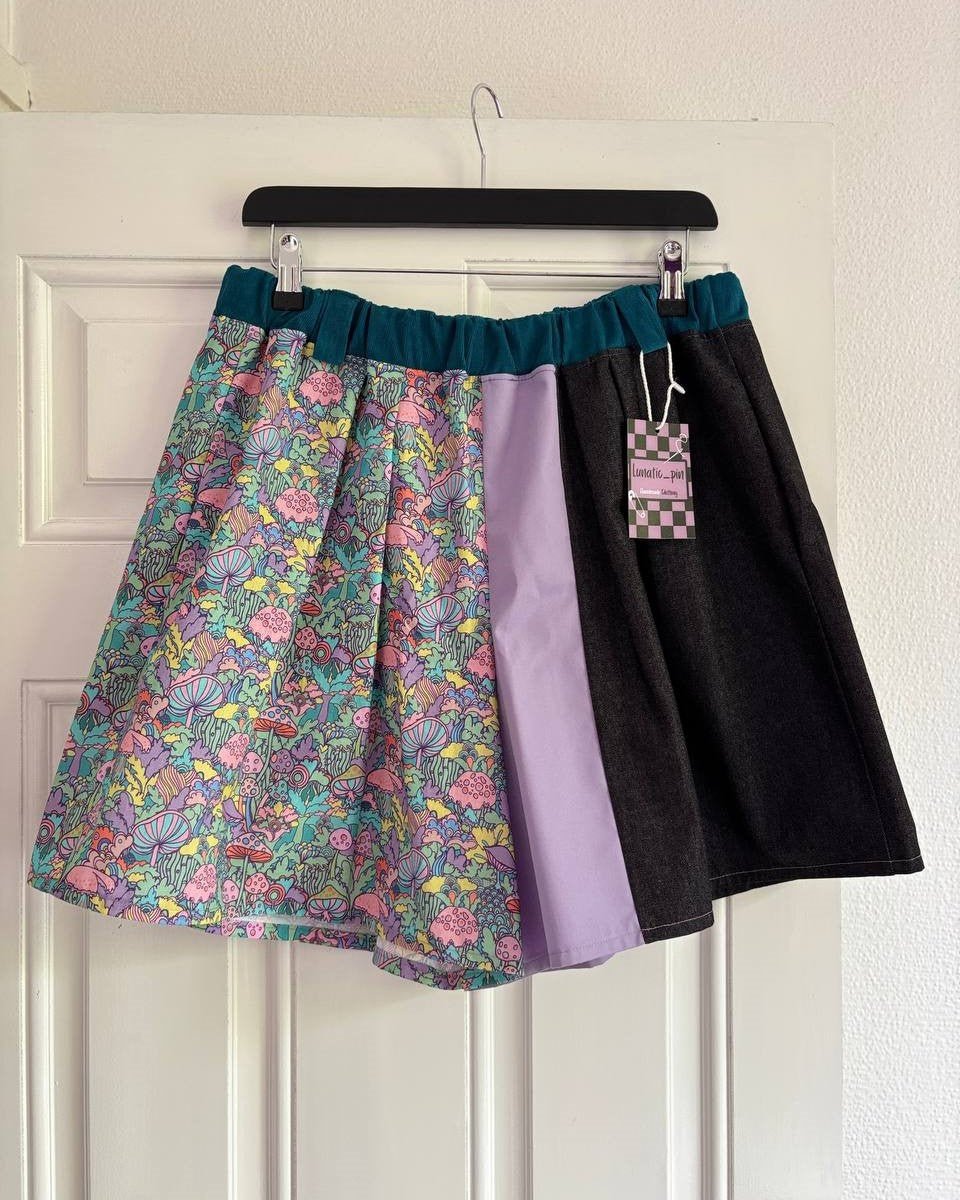 Alternative Handmade Effie Shorts - Mushrooms, Lilac, Denim, Teal - size L by Lunaticpin