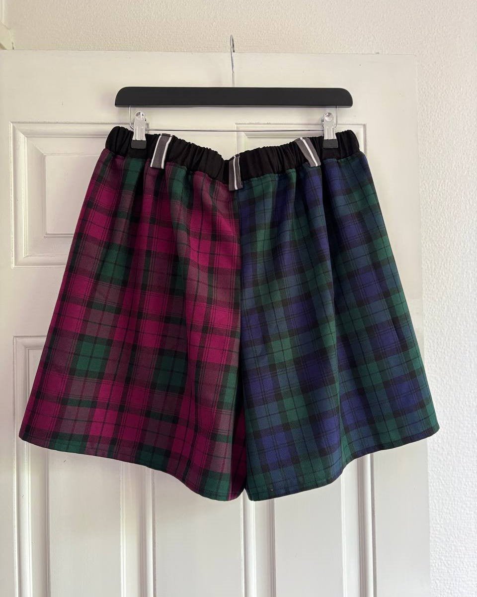 Alternative Handmade Effie Shorts - Tartan, Grey&White Stripes, Black - size L by Lunaticpin
