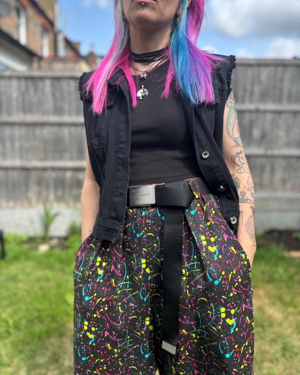 Alternative Handmade Valerie Trousers - Colourful Splatter by Lunaticpin