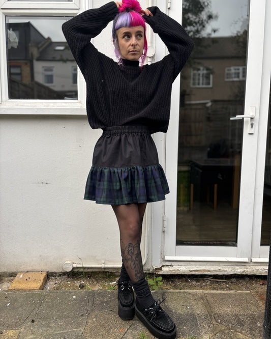 Alternative Handmade Lydia Skirt - Black Cotton&Blackwatch by Lunaticpin