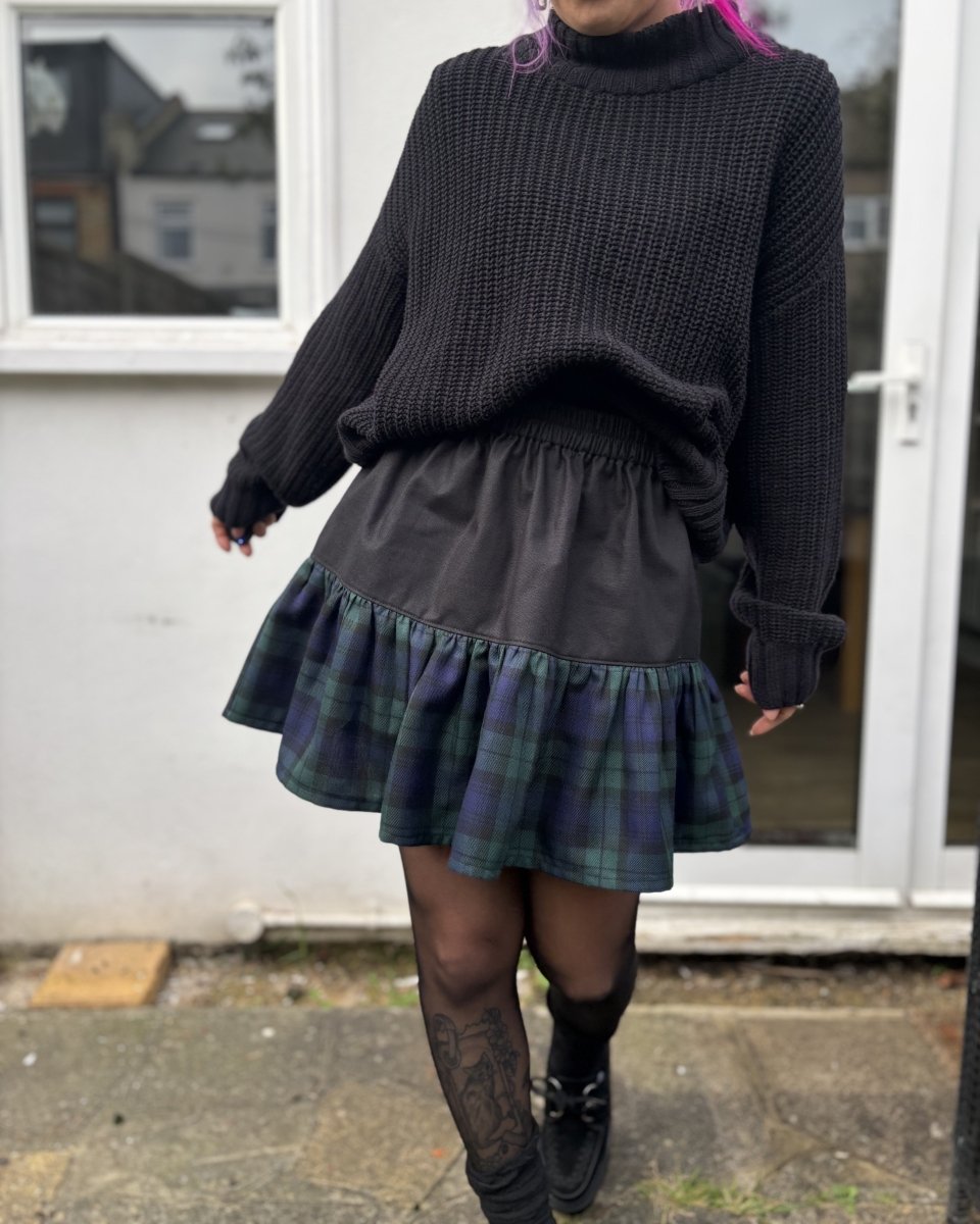 Alternative Handmade Lydia Skirt - Black Cotton&Blackwatch by Lunaticpin