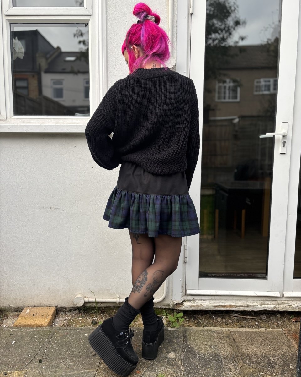 Alternative Handmade Lydia Skirt - Black Cotton&Blackwatch by Lunaticpin