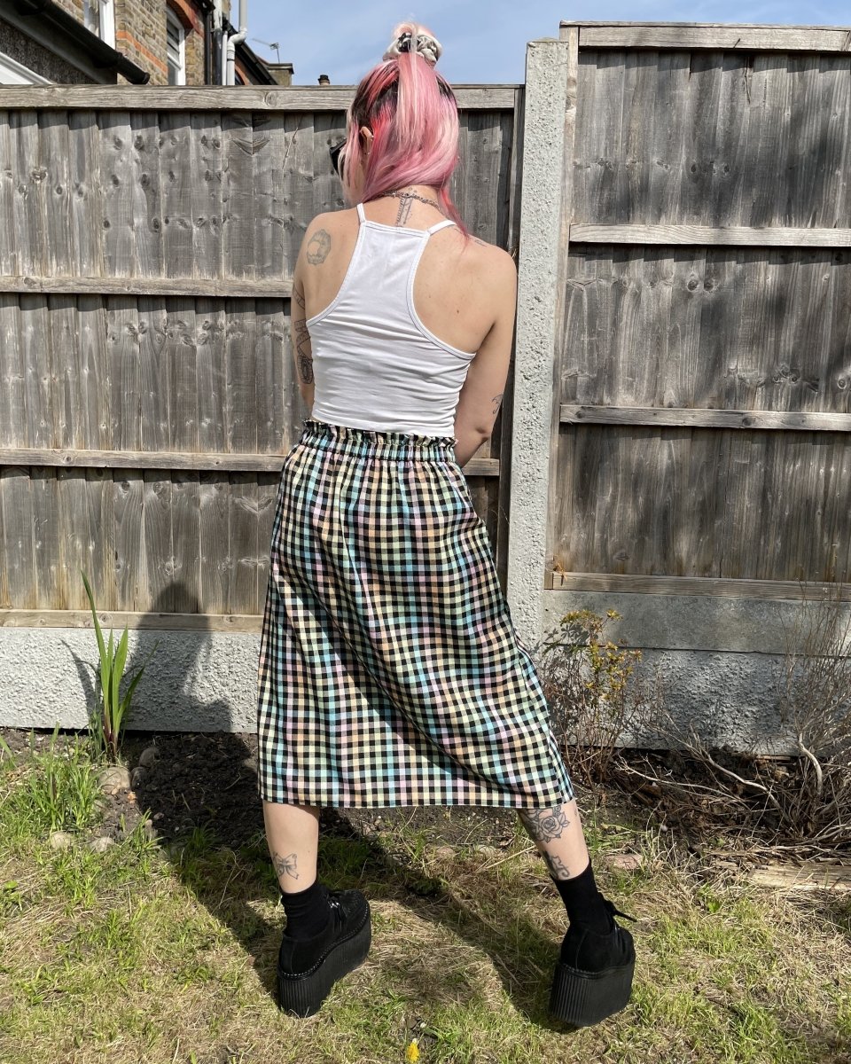 Handmade MAGGIE SKIRT - PASTEL RAINBOW CHECKS - Lunaticpin