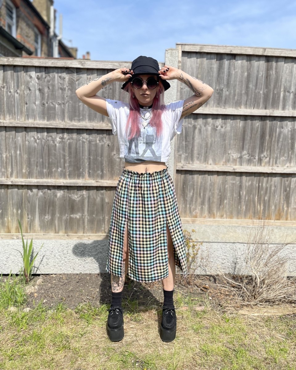 Handmade MAGGIE SKIRT - PASTEL RAINBOW CHECKS - Lunaticpin