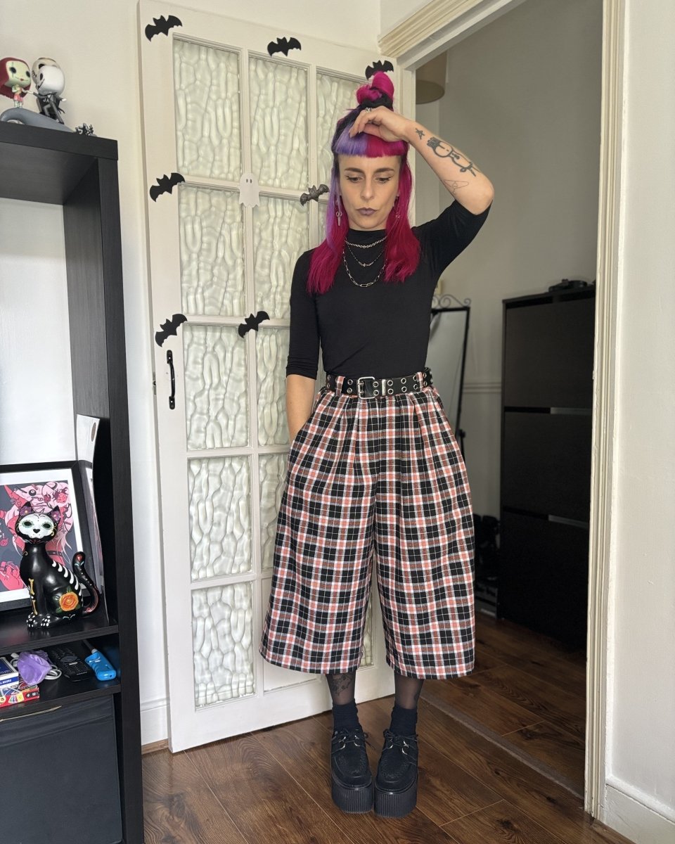 Alternative Handmade Valerie Trousers - Orange Brushed Check by Lunaticpin