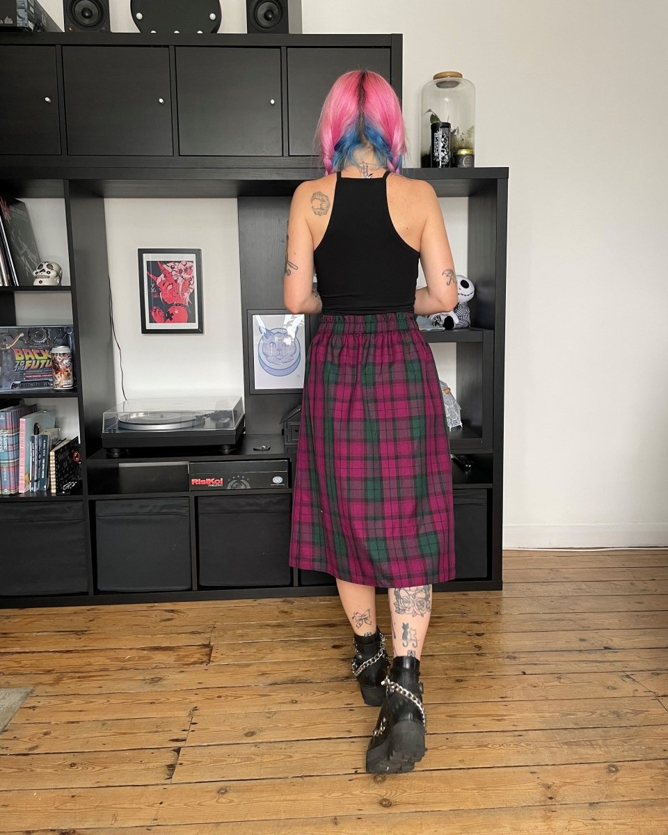 Handmade MAGGIE SKIRT - PURPLE AND GREEN TARTAN - Lunaticpin