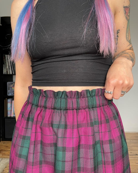 Handmade MAGGIE SKIRT - PURPLE AND GREEN TARTAN - Lunaticpin