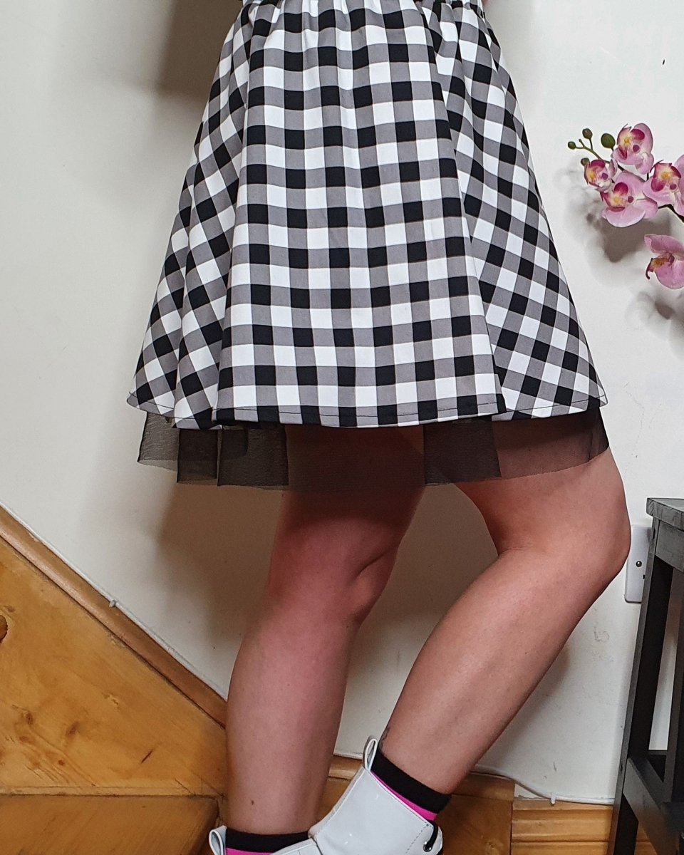 Handmade SALLY SKIRT - BLACK AND WHITE CHECKERED - Lunaticpin
