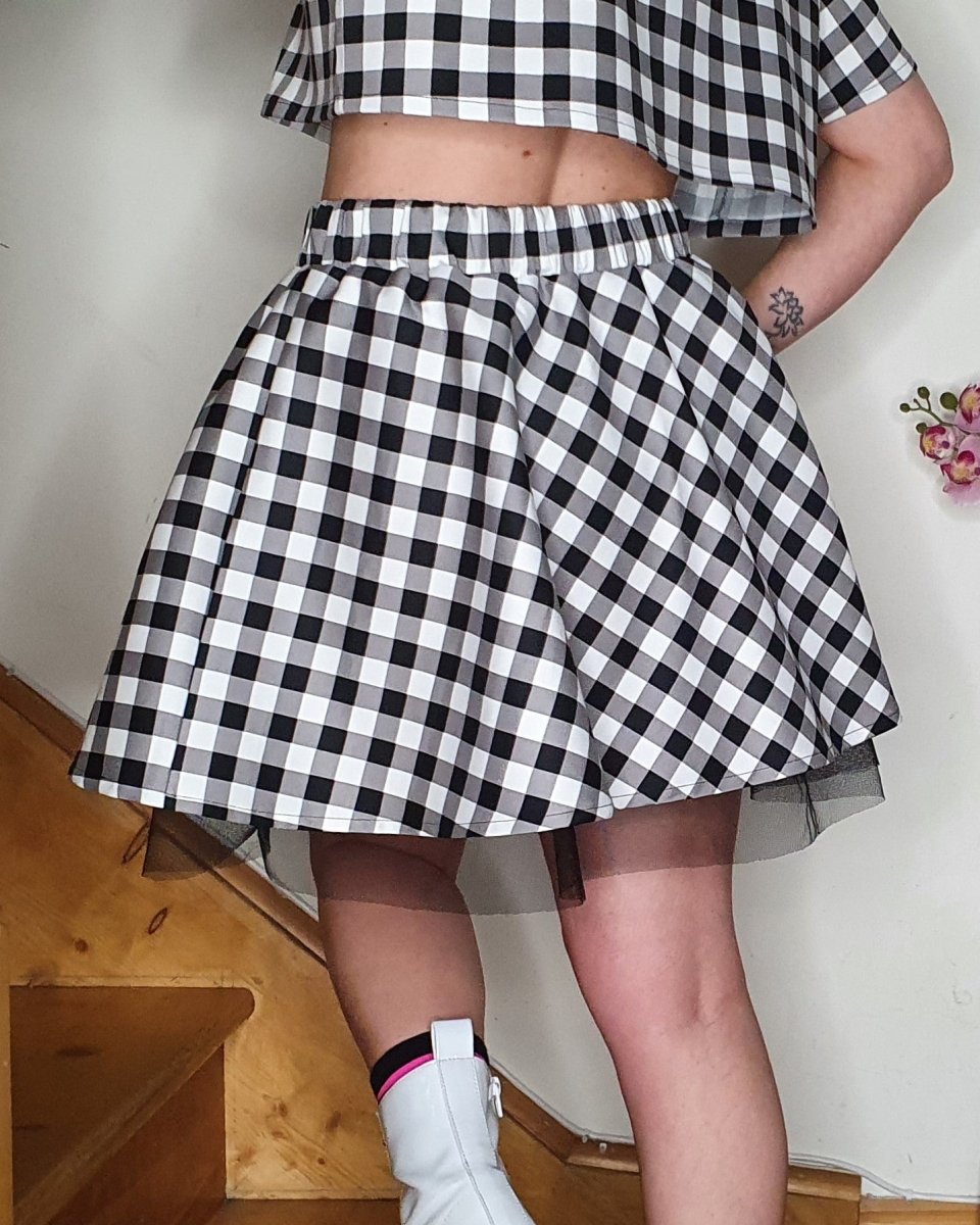 Handmade SALLY SKIRT - BLACK AND WHITE CHECKERED - Lunaticpin