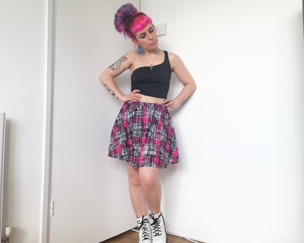 Alternative Handmade Sally Skirt - Abstract Pink by Lunaticpin