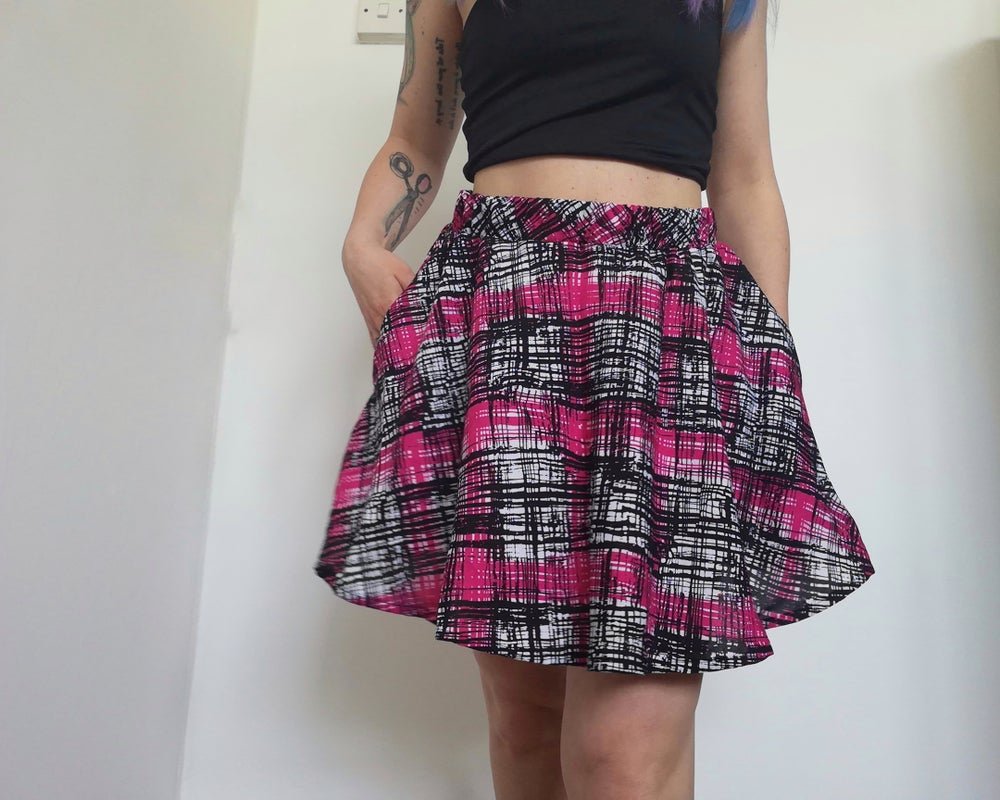 Alternative Handmade Sally Skirt - Abstract Pink by Lunaticpin