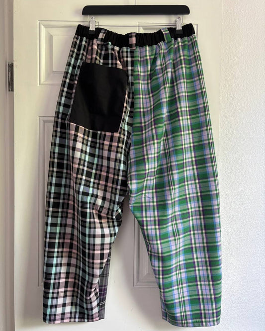 Johnny Trousers - Mix Tartans, Black Cotton - size L