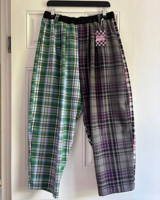 Johnny Trousers - Mix Tartans, Black Cotton - size L