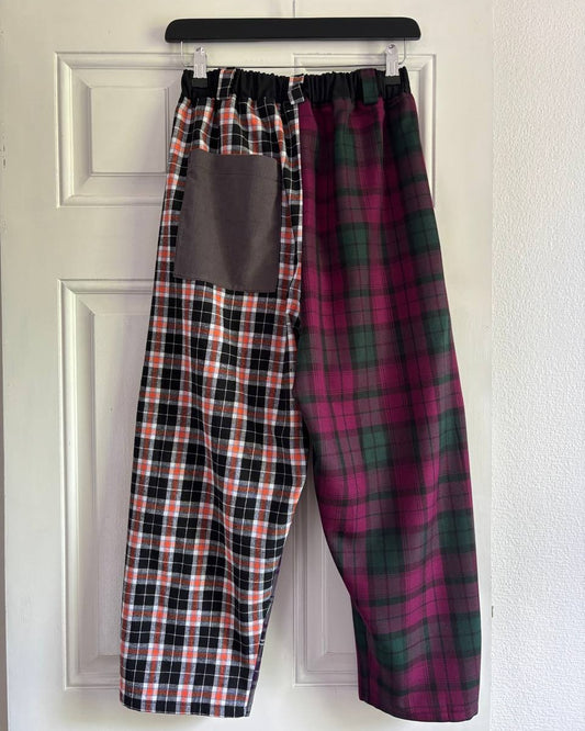 Johnny Trousers - Mix Tartans, Black Cotton - size S