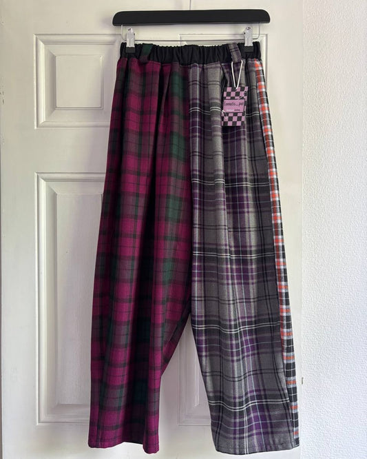 Johnny Trousers - Mix Tartans, Black Cotton - size S