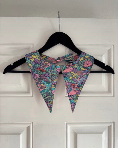 Alternative Handmade Detachable Collar - Dagger Style - Multicolour Mushrooms by Lunaticpin