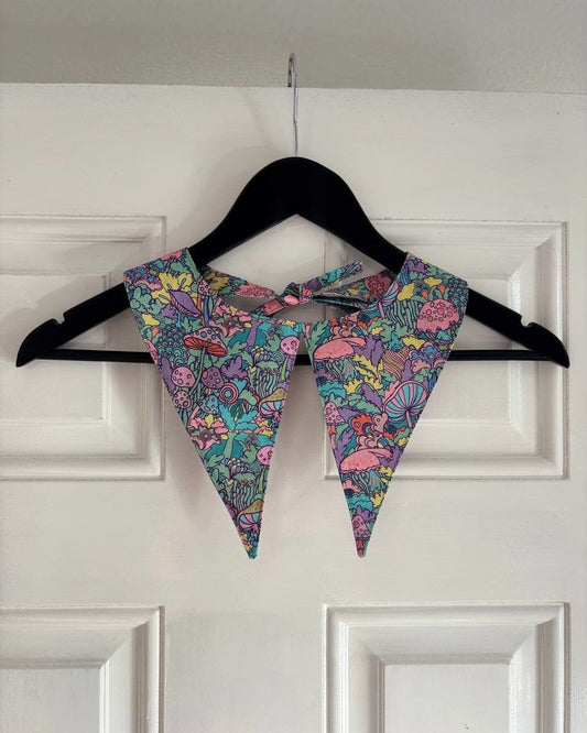 Alternative Handmade Detachable Collar - Dagger Style - Multicolour Mushrooms by Lunaticpin
