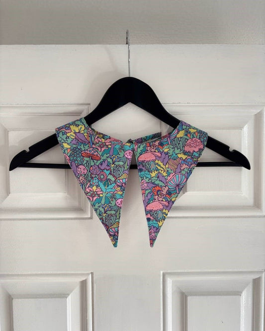 Alternative Handmade Detachable Collar - Dagger Style - Multicolour Mushrooms by Lunaticpin