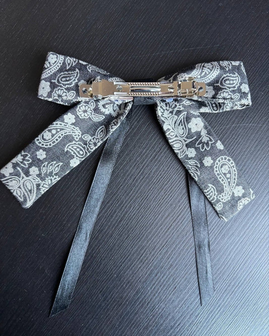 Alternative Handmade Hair Bow - Black&Paisley by Lunaticpin