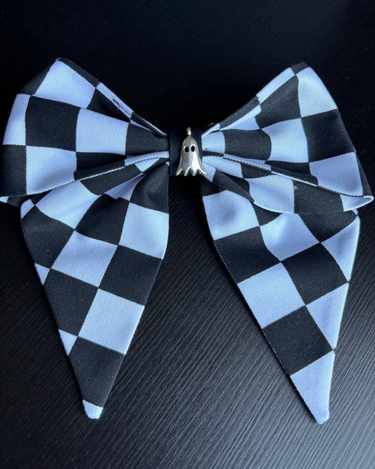 Alternative Handmade Hair Bow - B&W&Ghost by Lunaticpin