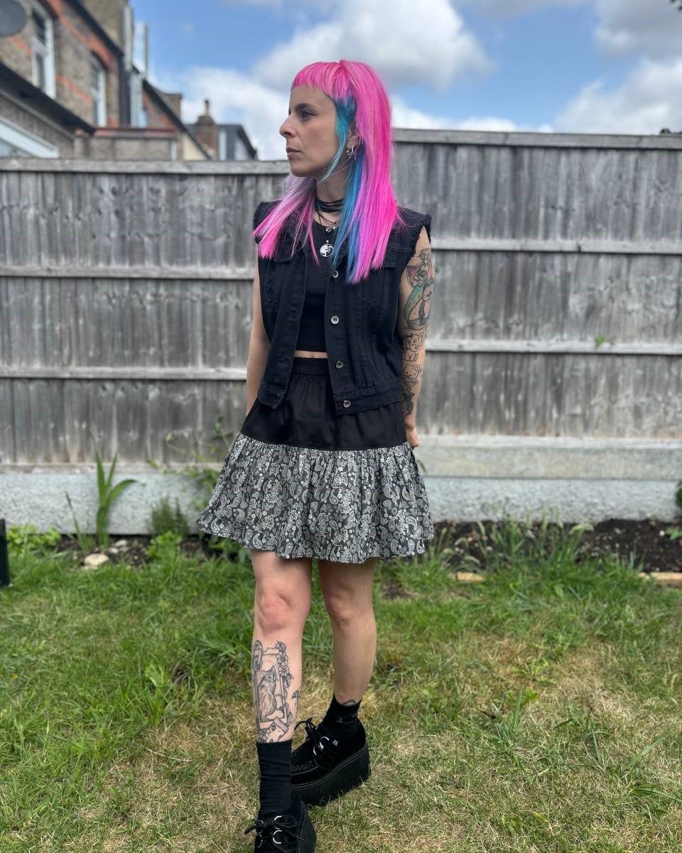 Alternative Handmade Lydia Skirt - Black&Paisley by Lunaticpin