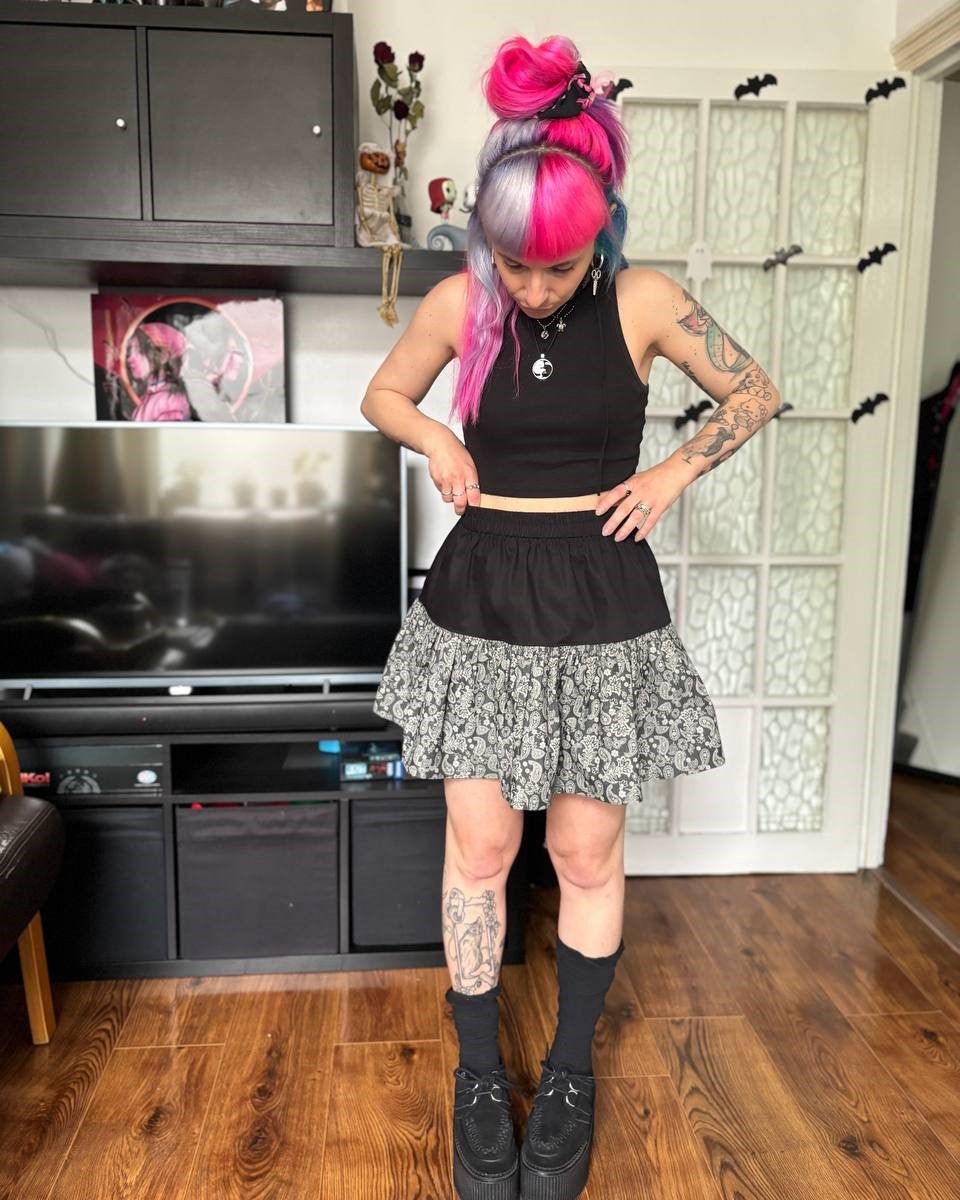 Alternative Handmade Lydia Skirt - Black&Paisley by Lunaticpin