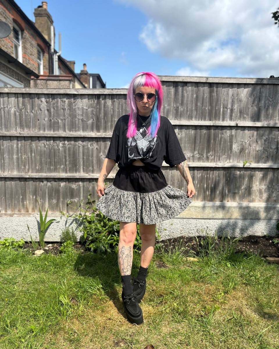 Alternative Handmade Lydia Skirt - Black&Paisley by Lunaticpin
