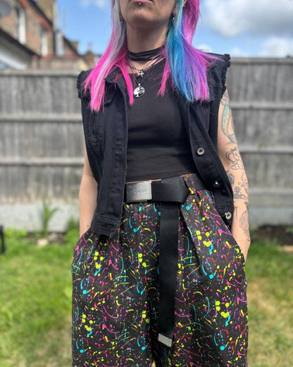 Alternative Handmade Valerie Trousers - Colourful Splatter by Lunaticpin