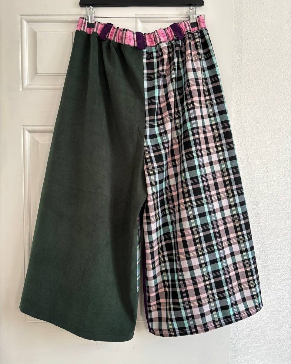 Alternative Handmade Valerie Trousers - Needlecord and tartan - size L by Lunaticpin