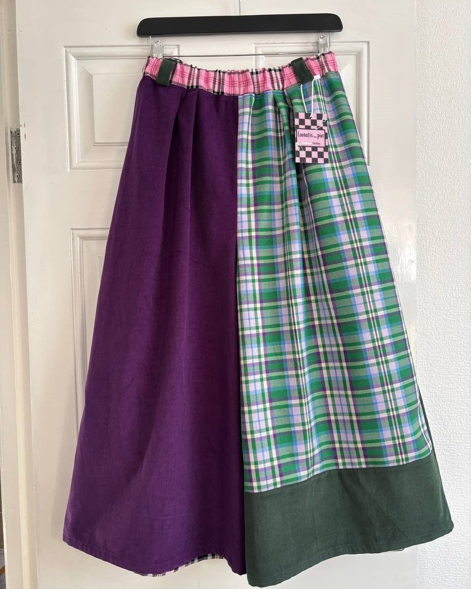 Alternative Handmade Valerie Trousers - Needlecord and tartan - size L by Lunaticpin