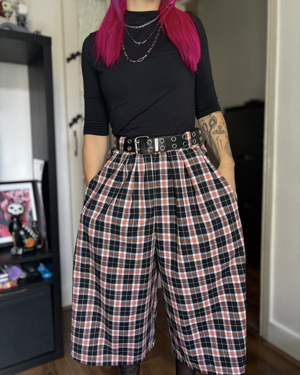 Handmade VALERIE TROUSERS - ORANGE BRUSHED CHECK - Lunaticpin