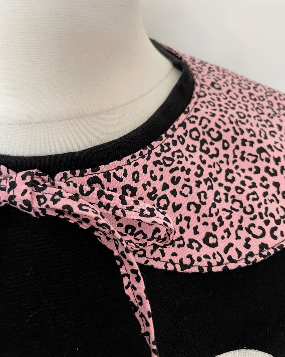 Alternative Handmade Detachable Collar - Peter Pan Style - Animal Print - Pink&Black by Lunaticpin