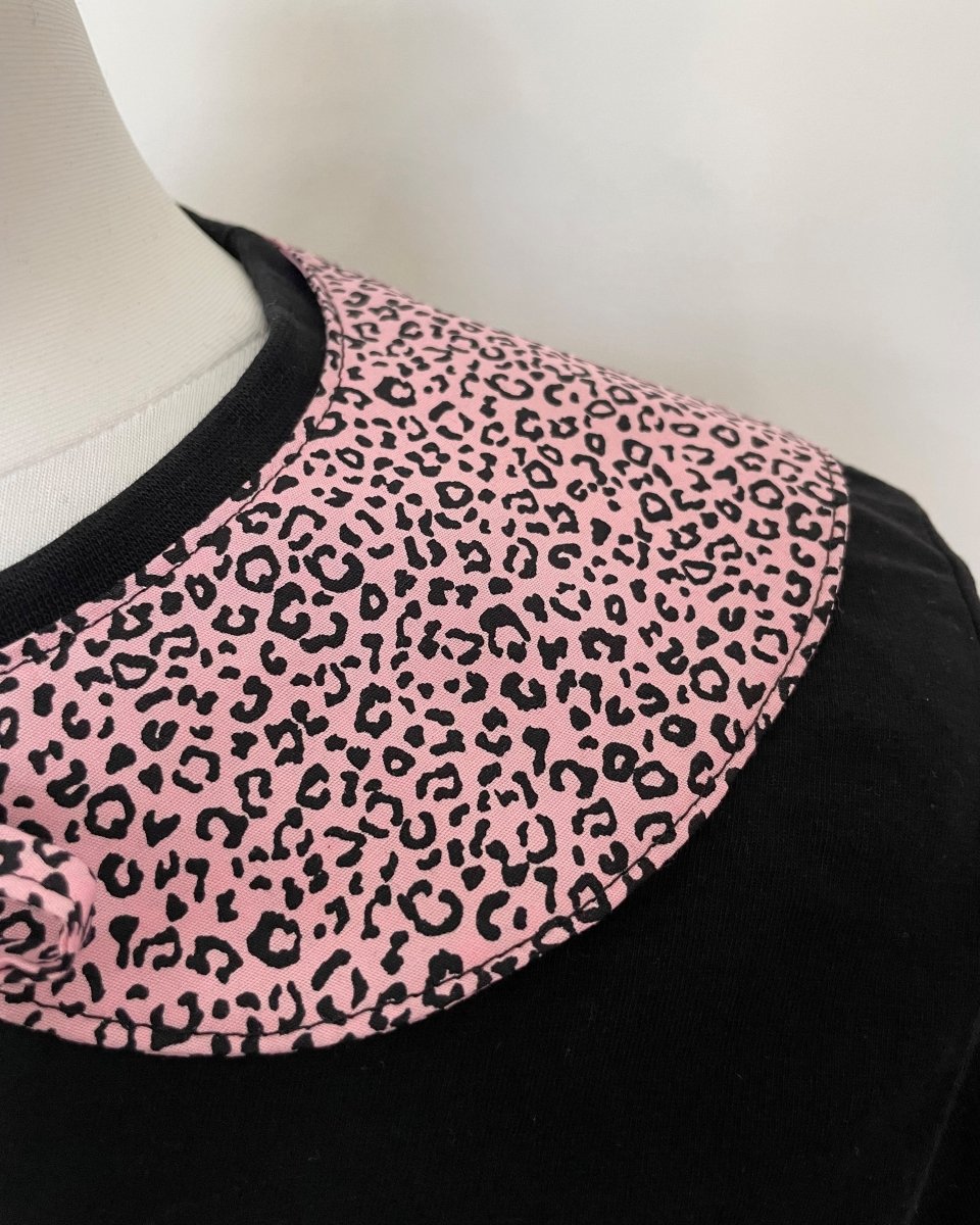 Alternative Handmade Detachable Collar - Peter Pan Style - Animal Print - Pink&Black by Lunaticpin