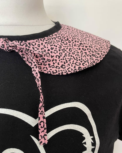 Alternative Handmade Detachable Collar - Peter Pan Style - Animal Print - Pink&Black by Lunaticpin