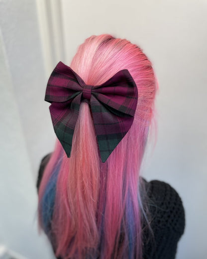 Handmade HAIR BOW - TARTAN -PICK YOUR COLOUR - Lunaticpin