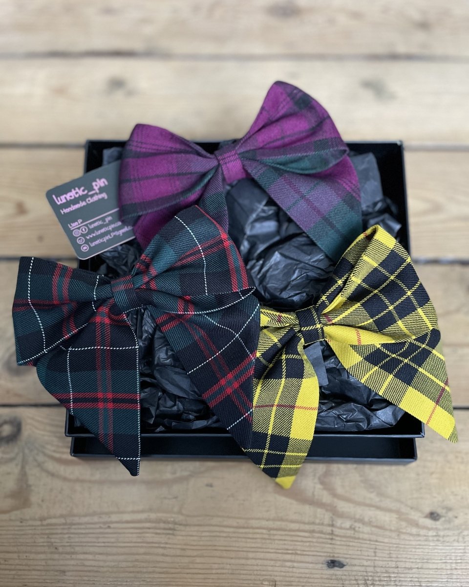 Handmade HAIR BOW - TARTAN -PICK YOUR COLOUR - Lunaticpin