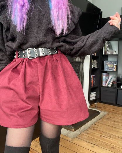 Alternative Handmade SHORTS - RED VELVETEEN by Lunaticpin