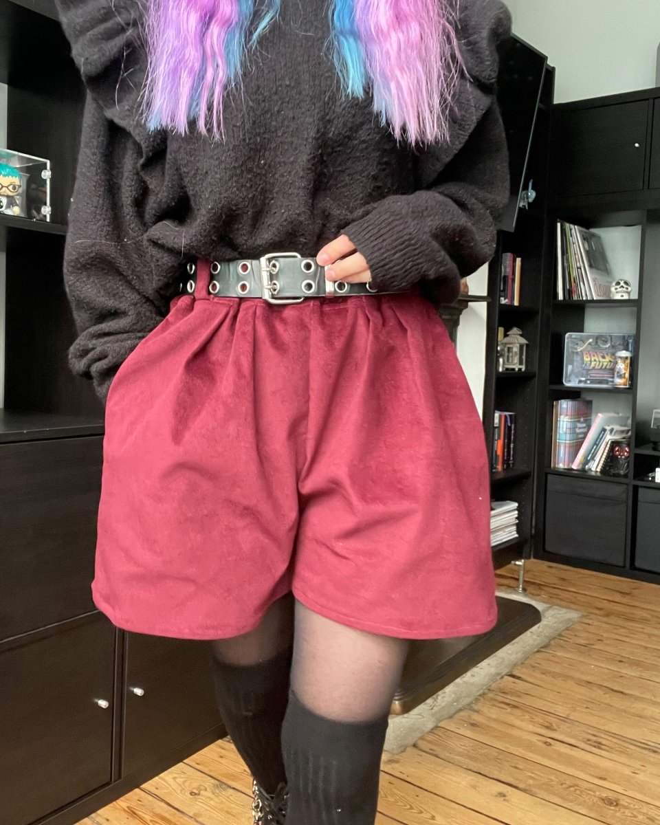 Alternative Handmade SHORTS - RED VELVETEEN by Lunaticpin