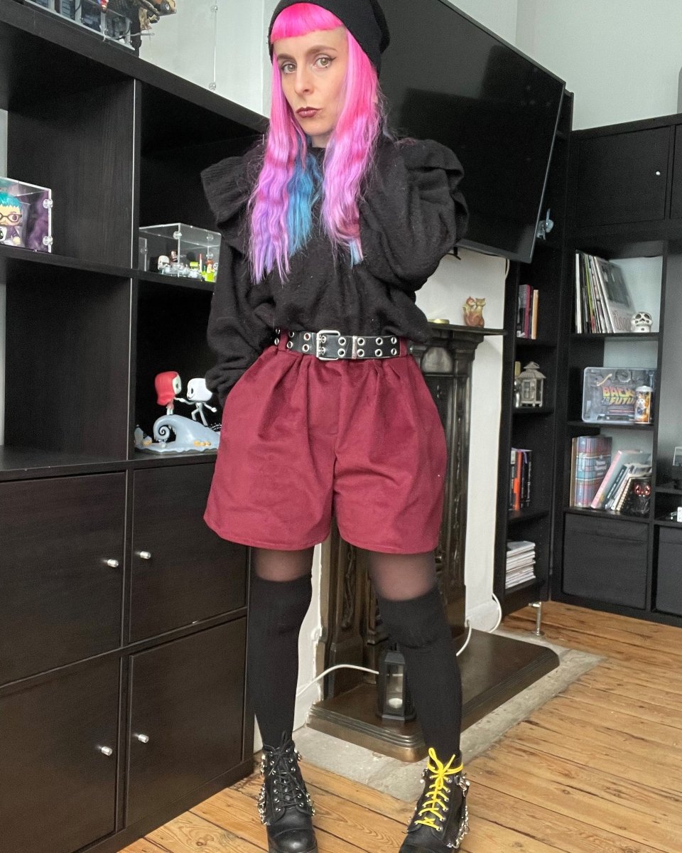 Alternative Handmade SHORTS - RED VELVETEEN by Lunaticpin