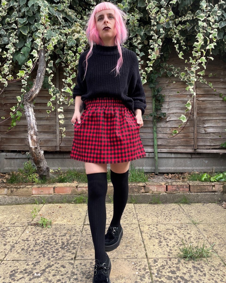 Alternative Handmade Nancy Skirt - Red and Black by Lunaticpin