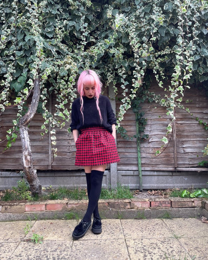 Alternative Handmade Nancy Skirt - Red and Black by Lunaticpin