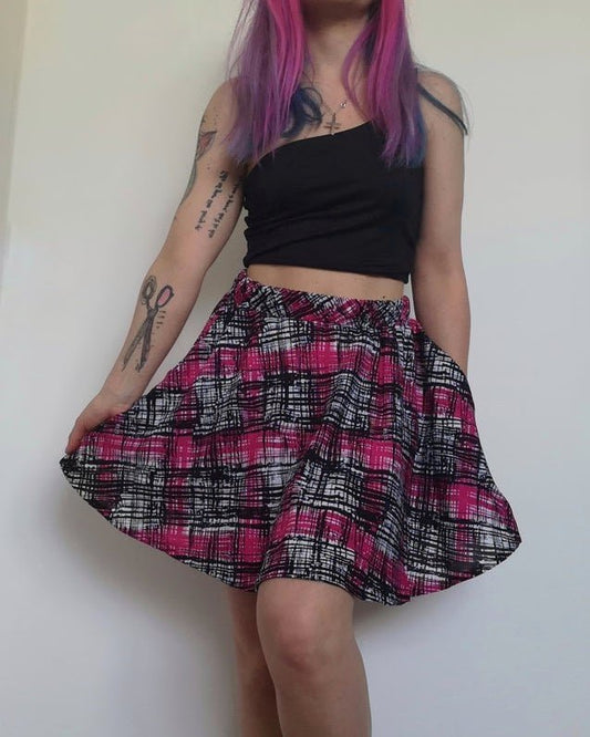 Alternative Handmade Sally Skirt - Abstract Pink by Lunaticpin