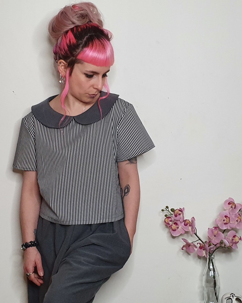 Alternative Handmade Emily Top - B&W Stripes by Lunaticpin