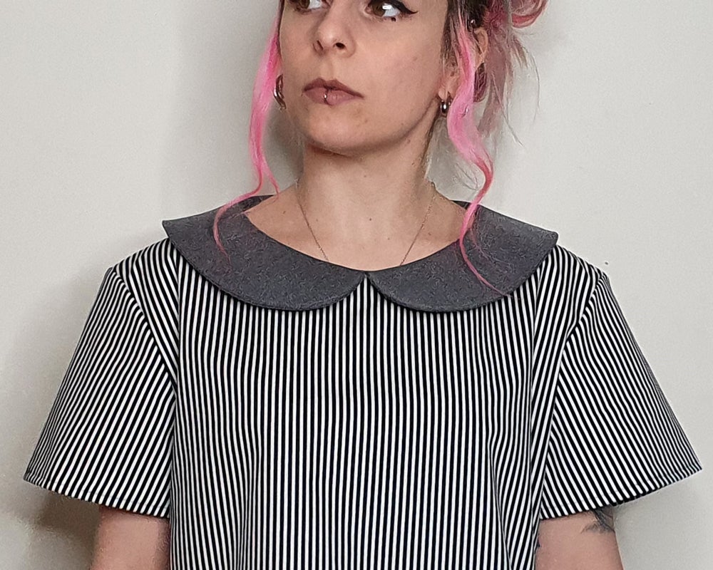 Alternative Handmade Emily Top - B&W Stripes by Lunaticpin